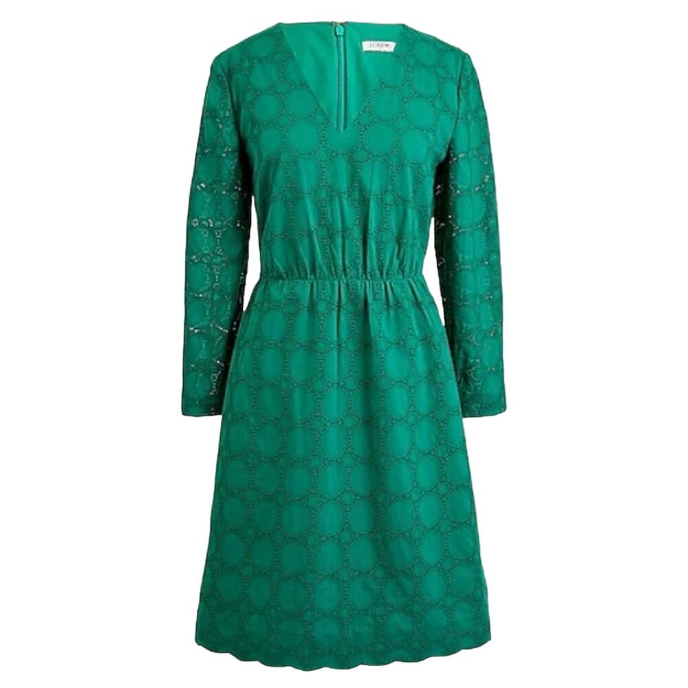 J. Crew v-neck lace dress guipure lace Kelly green size 0 xsmall 100% cotton